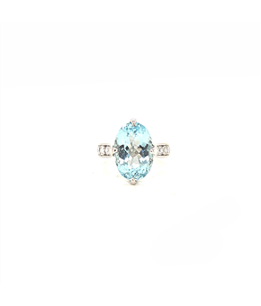 Anel �gua Marinha e Diamantes
