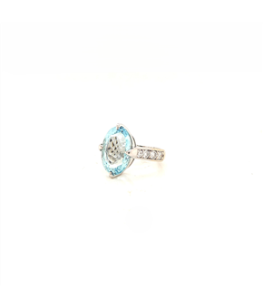 Anel �gua Marinha e Diamantes