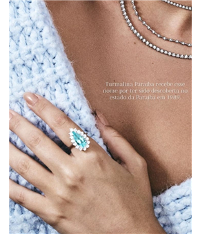 Anel Turmalina Para�ba e Diamantes
